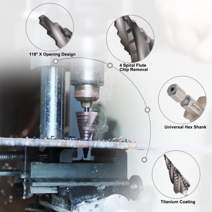 3PCS HSS Spiral Step Drill Bit Sets