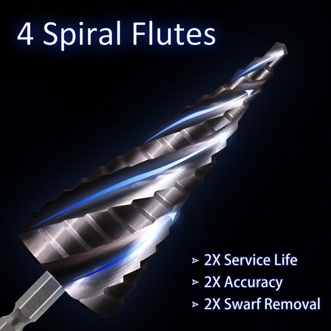 3PCS HSS Spiral Step Drill Bit Sets