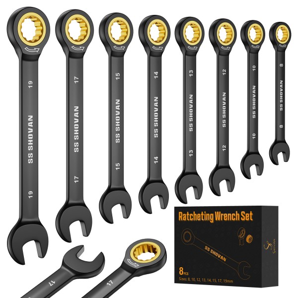 8PCS Ratchet Spanner Set 8-19mm