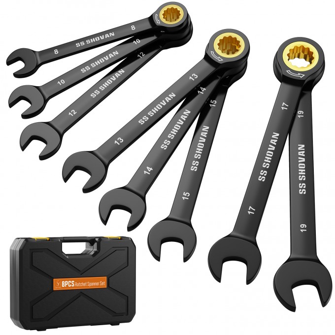 8PCS Ratchet Spanner Set 8-19mm