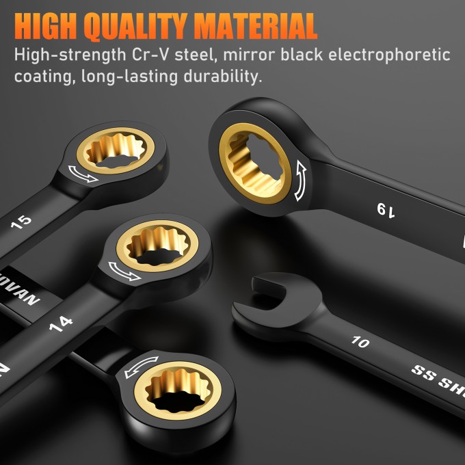 8PCS Ratchet Spanner Set 8-19mm