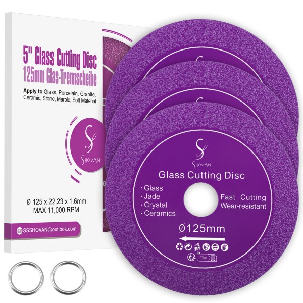 3 Pieces Glass Cutting Disc, Thin Diamond Blade 125 mm x 22.23 mm Cutting