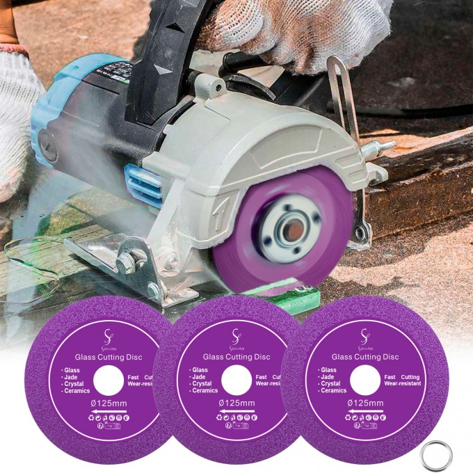 3 Pieces Glass Cutting Disc, Thin Diamond Blade 125 mm x 22.23 mm Cutting