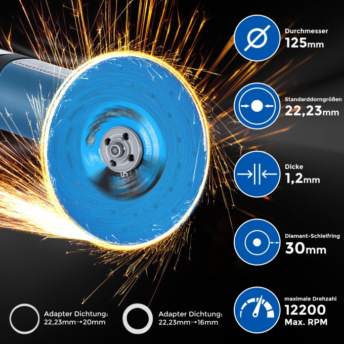 3 pieces of 125mm tile cutting discs for metal 1mm