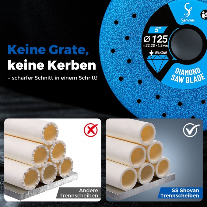 3 pieces of 125mm tile cutting discs for metal 1mm