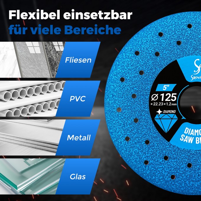 3 pieces of 125mm tile cutting discs for metal 1mm