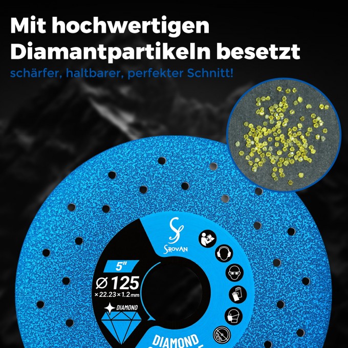 3 pieces of 125mm tile cutting discs for metal 1mm