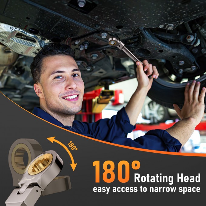 8PCS Flexible Head Ratchet Spanner Set