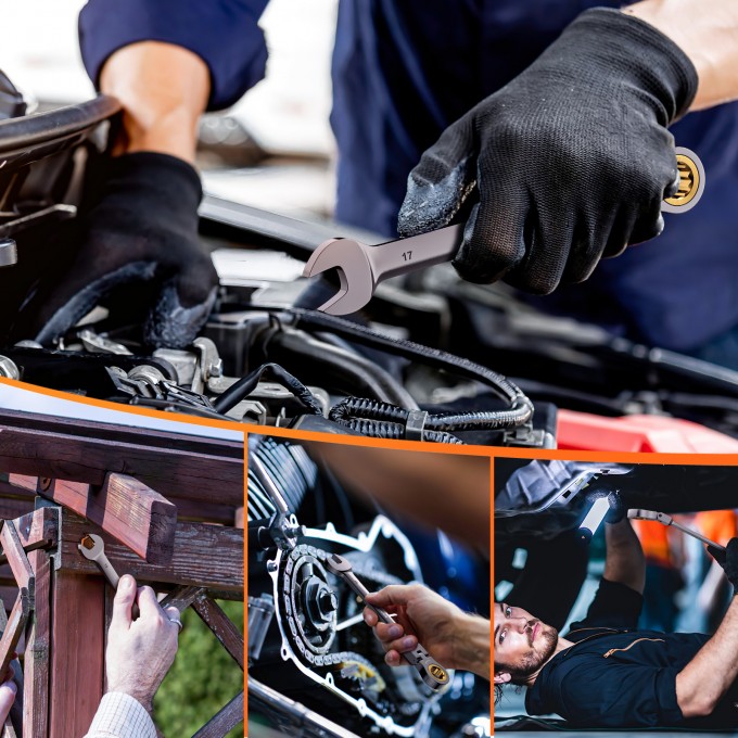 8PCS Flexible Head Ratchet Spanner Set