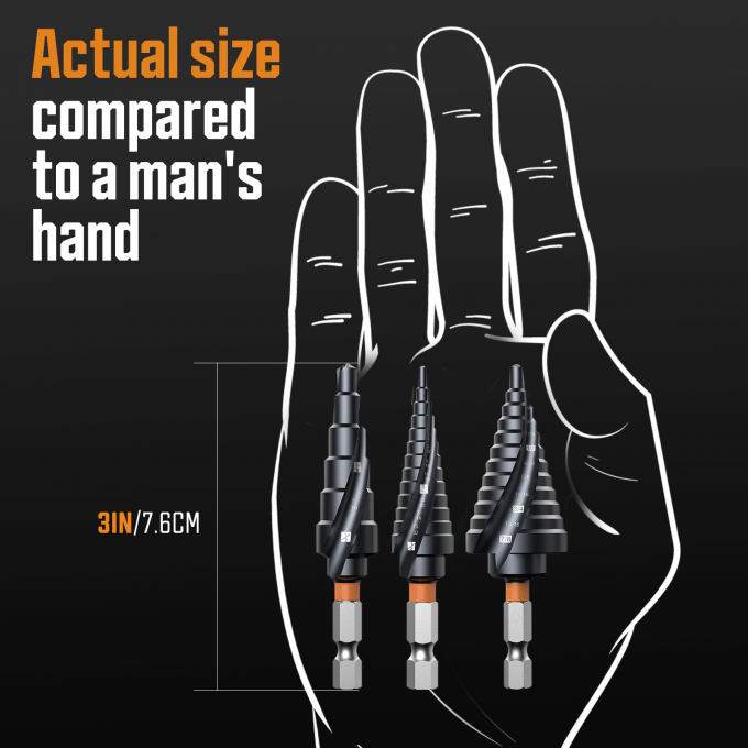 3PCS Premium HSS & Cobalt Spiral Step Drill Bit Sets (1/4"-7/8")