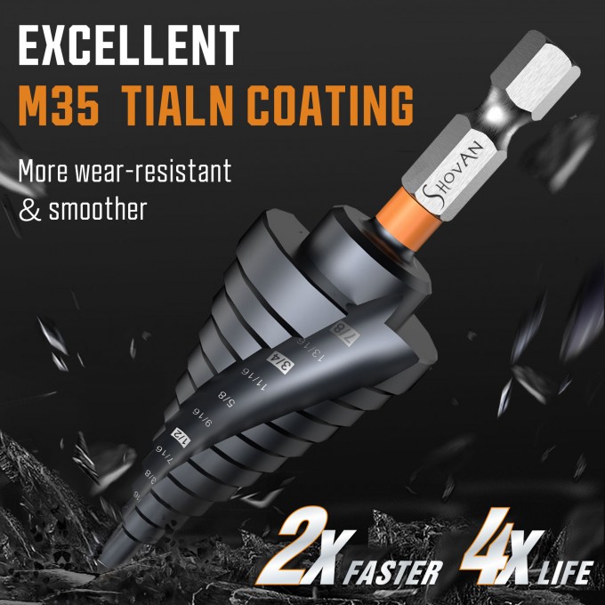 3PCS Premium HSS & Cobalt Spiral Step Drill Bit Sets (1/4"-7/8")