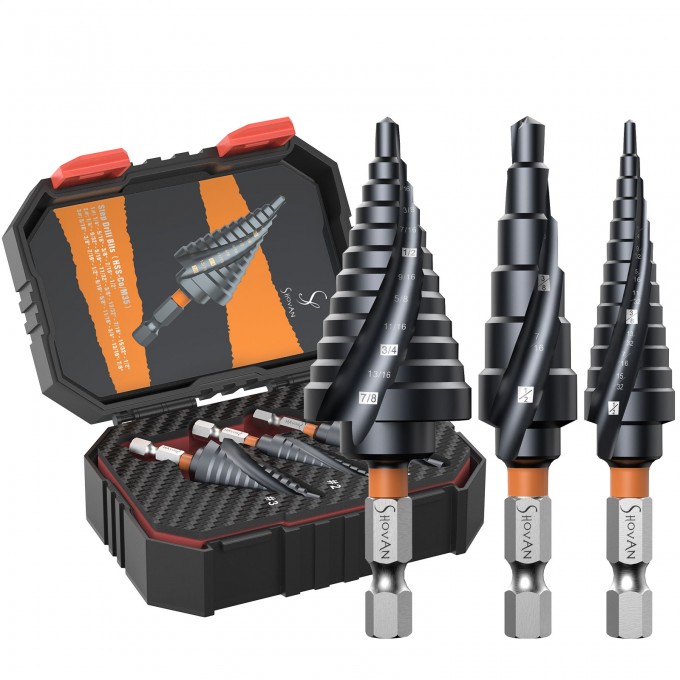 3PCS Premium HSS & Cobalt Spiral Step Drill Bit Sets (1/4"-7/8")