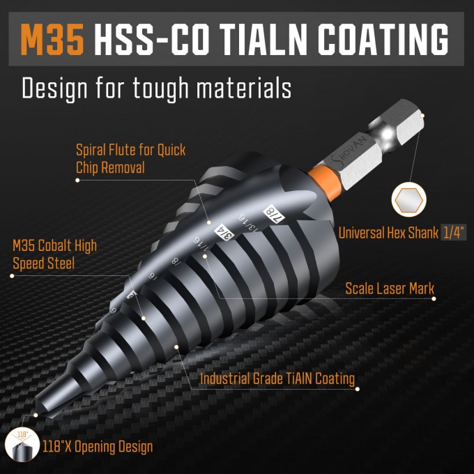 3PCS Premium HSS & Cobalt Spiral Step Drill Bit Sets (1/4"-7/8")